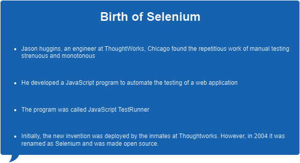 Birth of Selenium