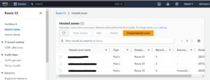 Open AWS route53 and add a new hosted zone. 