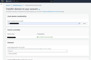 AWS route53 domain transfer in